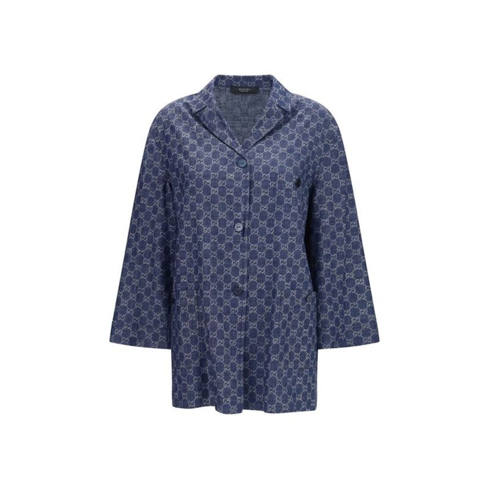 Gucci Blue Cotton Full-Length Women's Jacket